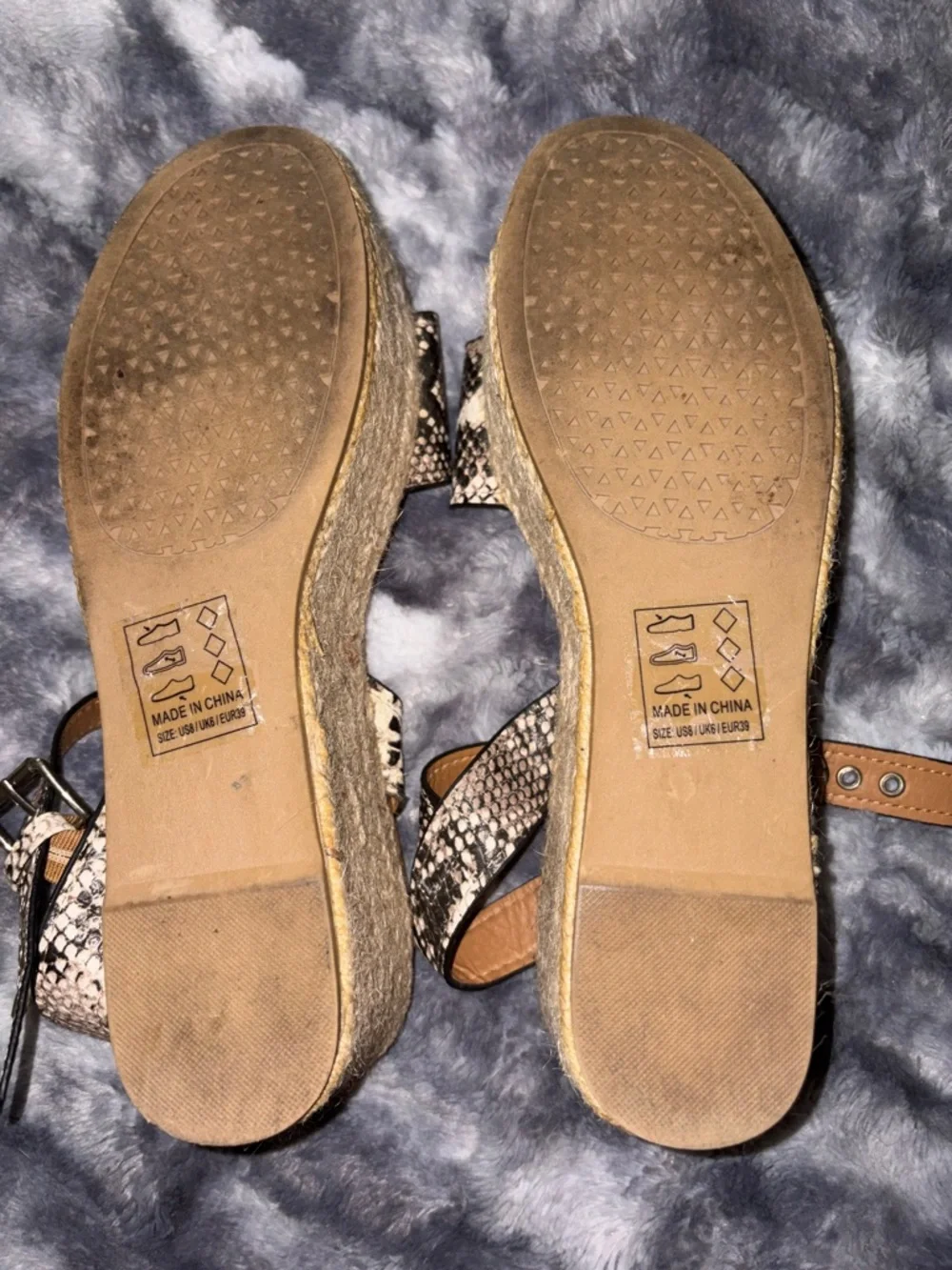 Qupid Snake-Print Espadrille Slides